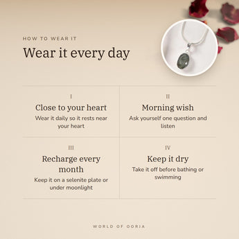 How to wear your Labradorite Pendant – daily wear, morning wish, recharge on selenite or moonlight