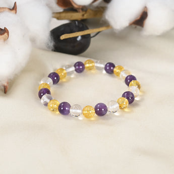 Mulank 3 Numerology Crystal Bracelet close-up view - WorldOfOorja