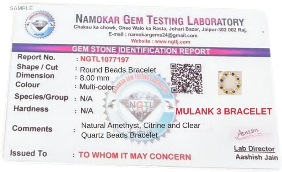 Mulank 3 Crystal Bracelet | For Birth Dates 3, 12, 21 & 30 lab certificate – World of Oorja