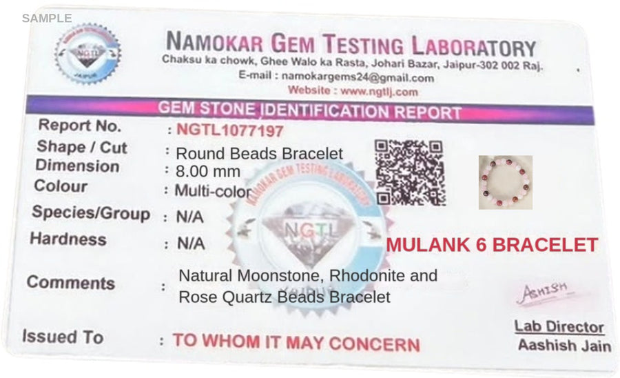 Mulank 6 Crystal Bracelet | For Birth Dates 6, 15 & 24 lab certificate – World of Oorja