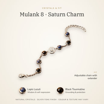 Mulank 8 bracelet crystals and fit – Lapis Lazuli, Black Tourmaline, adjustable chain
