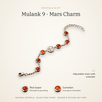 Mulank 9 bracelet crystals and fit ā Red Jasper, Carnelian, adjustable chain