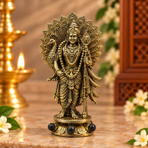 Murugan idol in Panchdhatu gold finish