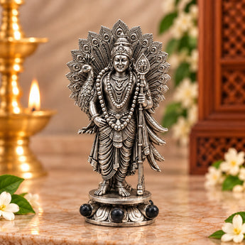 Murugan idol in silver plated finish
