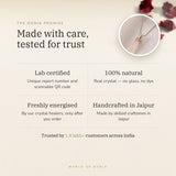 The Oorja promise – Rose Quartz Pencil Pendant, lab certified and energised after you order