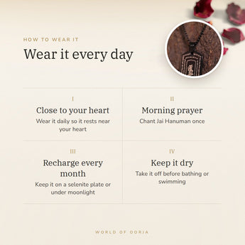 How to wear your Hanuman Chalisa 9 Verse Pendant – daily wear, morning prayer, recharge on selenite or moonlight