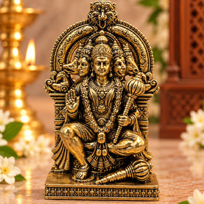 Panchmukhi Hanuman idol in Panchdhatu gold finish