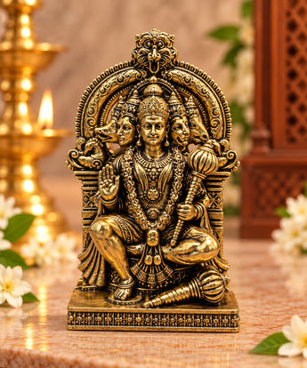 Panchmukhi Hanuman idol in Panchdhatu gold finish