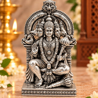 Panchmukhi Hanuman idol in silver plated finish