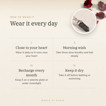 How to wear your Molten Lava Pencil Pendant – daily wear, morning wish, recharge on selenite or moonlight