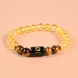 Pisces zodiac bracelet Citrine and Tiger's Eye with engraved Pisces name bead