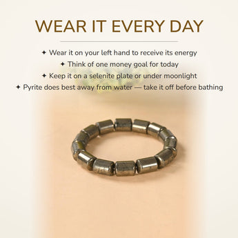 How to wear your Pyrite Cylinder Bracelet