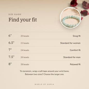 Amazonite Bracelet size guide – 6 to 8 inch