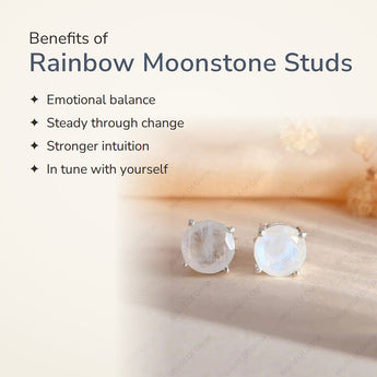 Benefits of Rainbow Moonstone Studs – World of Oorja