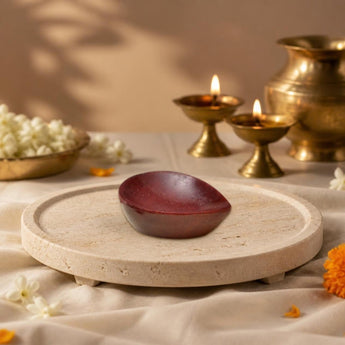 Red Aventurine Crystal Diya - WorldOfOorja