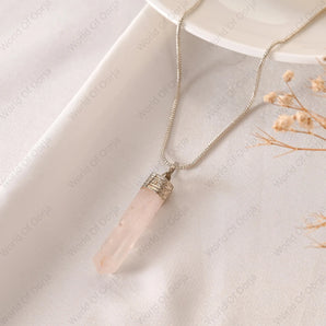 Rose Quartz Pencil Pendant - WorldOfOorja