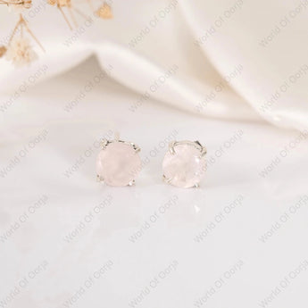 Rose Quartz Studs - WorldOfOorja