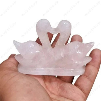 Rose Quartz Swan - Love Pair - WorldOfOorja