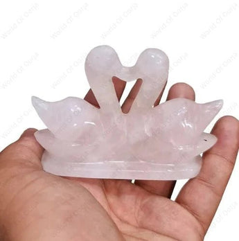 Rose Quartz Swan - Love Pair - WorldOfOorja