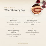 How to wear your Red Jasper Bracelet – left wrist, morning wish, recharge on selenite or moonlight