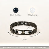 Scorpio bracelet crystals and size – 8mm beads, adjustable black metal band