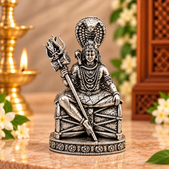 Shiva idol in silver plated finish