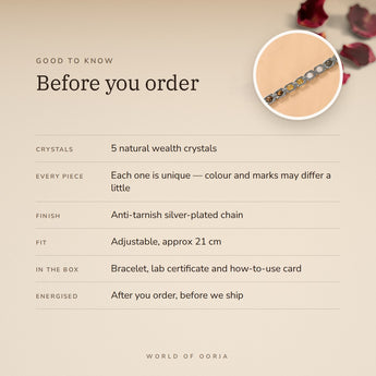 Silver Plated Dhan Yog Bracelet – before you order: size, what is in the box, energised after order