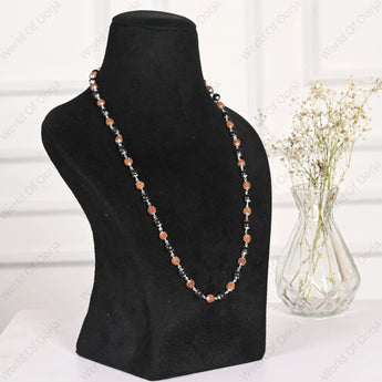 Silver Plated Divine Rudraksha Karungali Mala (Govt. Certified) - WorldOfOorja