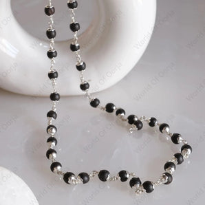 Silver Plated Karungali Mala and Bracelet Combo – Govt. Certified Ebony Wood