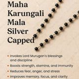 Silver Plated Karungali Mala + Karungali Bracelet Combo (Govt. Certified) - WorldOfOorja