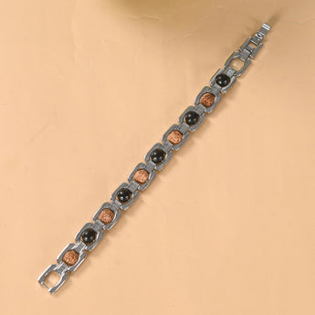 Silver Plated Rudraksha and Karungali bracelet — protection and spiritual grounding — World of Oorja
