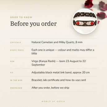 Virgo Metal Zodiac Bracelet โ before you order: size, what is in the box, energised after order