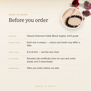 Sulemani Hakik bracelet – before you order: size, what is in the box, energised after order