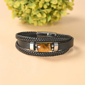 Tiger Eye Leather Bracelet — The Sovereign