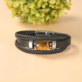 Tiger Eye Leather Bracelet — The Sovereign