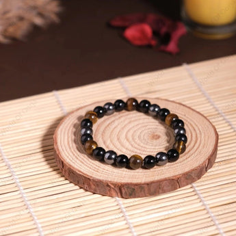 Triple Protection bracelet with Black Obsidian Tiger Eye Hematite for protection from negative energy