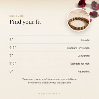 Unakite Bracelet size guide – 6 to 8 inch
