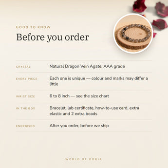 Dragon Vein Bracelet – before you order: size, what is in the box, energised after order