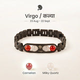 Virgo zodiac bracelet with Carnelian and Milky Quartz – Kanya rashi crystal bracelet