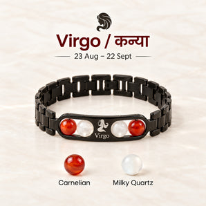 Virgo zodiac bracelet with Carnelian and Milky Quartz – Kanya rashi crystal bracelet
