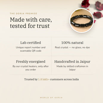 The Oorja promise – Black Tourmaline Cylinder Bracelet, lab certified and energised after you order