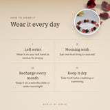 How to wear your PCOD/PCOS Support Bracelet – left wrist, morning wish, recharge on selenite or moonlight