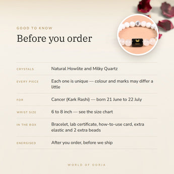 Cancer Zodiac Bracelet – before you order: size, what is in the box, energised after order