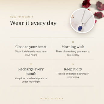 How to wear your Lapis Lazuli Pendant – daily wear, morning wish, recharge on selenite or moonlight