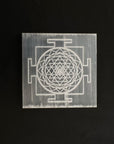 Crystals Charging Selenite Plate - Shree Yantra Engraved - WorldOfOorja