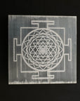 Crystals Charging Selenite Plate - Shree Yantra Engraved - WorldOfOorja