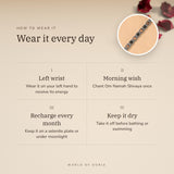 How to wear your Silver Plated Rudraksha & Karungali Bracelet – left wrist, morning wish, recharge on selenite or moonlight