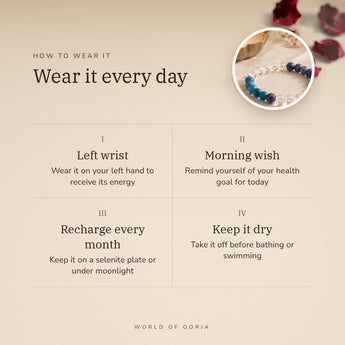 How to wear your Weight Loss Bracelet – left wrist, morning wish, recharge on selenite or moonlight