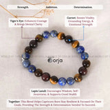 Capricorn Zodiac Bracelet beaded with crystal beads and descriptive text on a light background