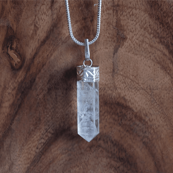 Clear Quartz Pencil Pendant, pure crystal for aura protection, clarity, and cleansing